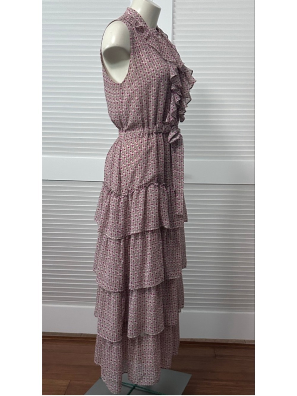 MISA Los Angeles Julez Floral Chiffon Tiered Ruffle Maxi Dress Medium - Picture 5 of 11